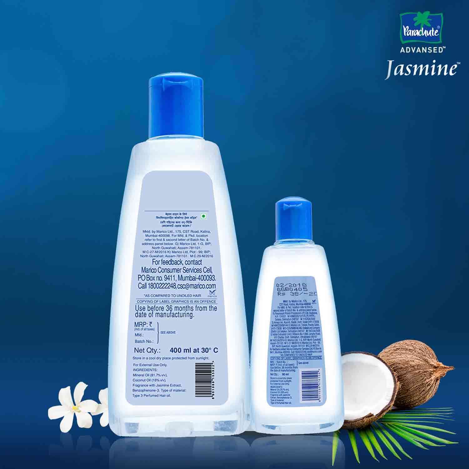 Buy Parachute Advansed Jasmine Coconut Hair Oil Bottle Of 490 Ml (Free