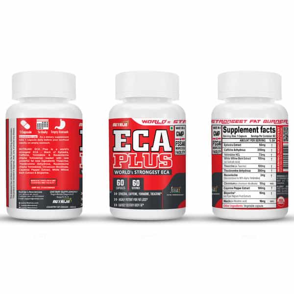 Nutrija Eca Plus - Strongest Eca Version Stack Of 10 Powerful Weight Loss Ingredients - 60 Servings