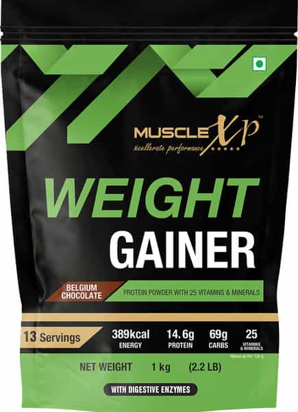 Musclexp Weight Gainer Belgium Chocolate 1Kg Pouch (2.2 Lb)