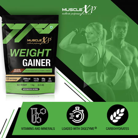 Musclexp Weight Gainer Belgium Chocolate 1kg Pouch (2.2 Lb)