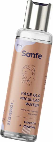 Sanfe Promise Face Glo Micellar Water Removes Makeup & Cleanses Skin -100Ml Removes Dust & Dirt