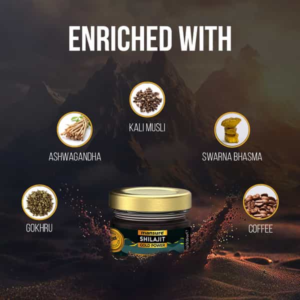 Mansure Shilajit Gold Power Resin With Swarna Bhasma | Ashwagandha | Gokhru And Kali Musli - 10G