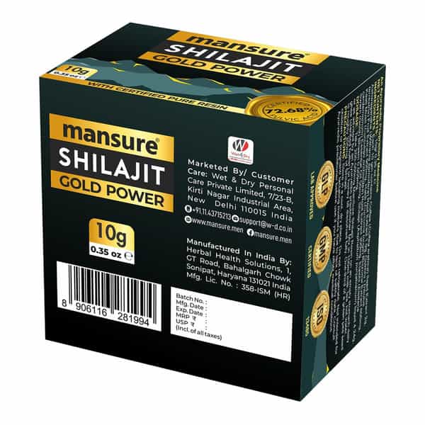 Mansure Shilajit Gold Power Resin With Swarna Bhasma | Ashwagandha | Gokhru And Kali Musli - 10G