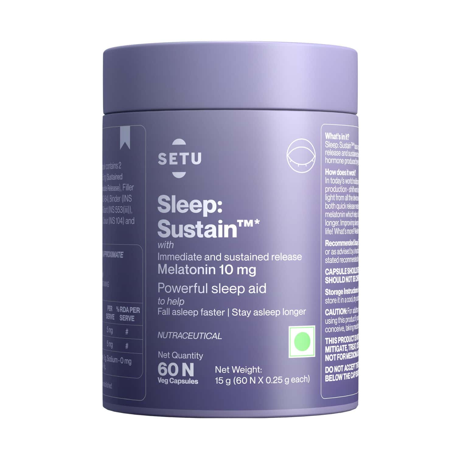 Sleep Sustain | Melatonin 10mg | 60 Sleeping Pills | Stay Asleep Longer | Non Habit Forming