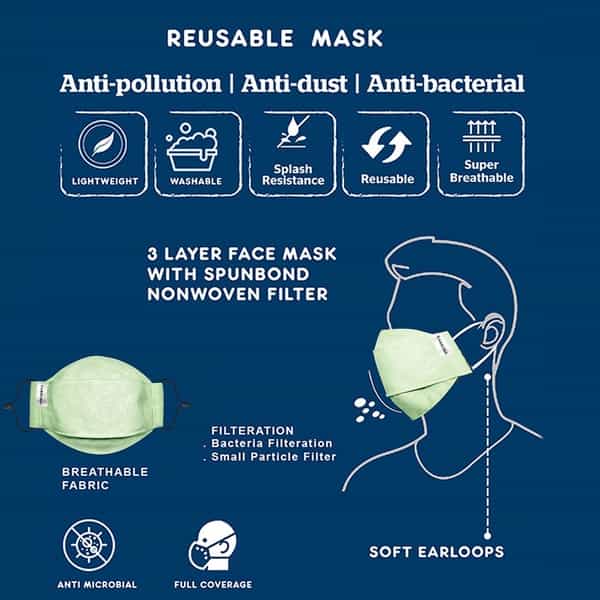 Carriall Adult Unisex 3 Layer Reusable Washable Cotton Mask (Camsm072) Pack Of 3
