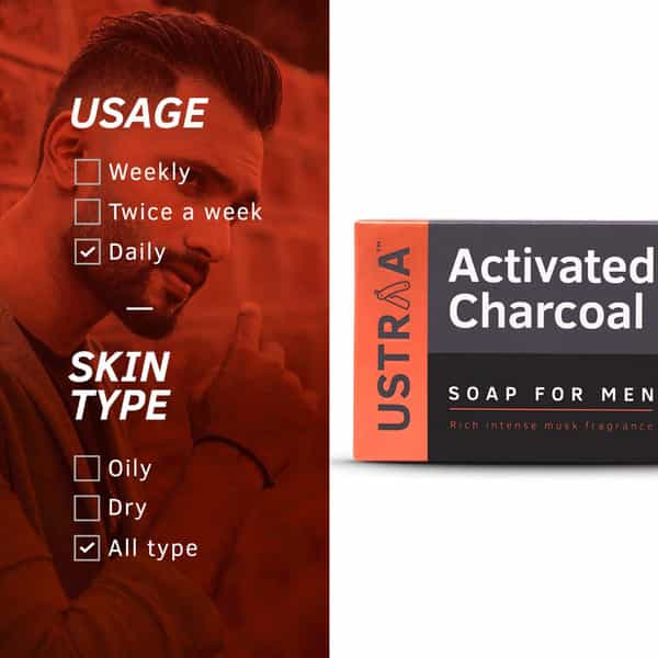 Ustraa Soap - Activated Charcoal - 100 Gm (Pack Of 8)