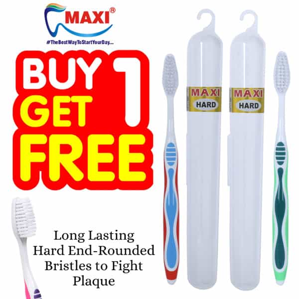 Maxi Candy Hard Toothbrush Travel Pack (Buy 1 Get 1 Free)