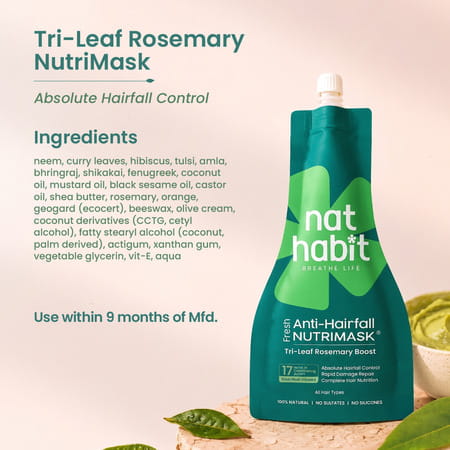 Nat Habit Tri-Leaf Fresh Hair Mask (Nutrimask) Hairfall Control (40G)