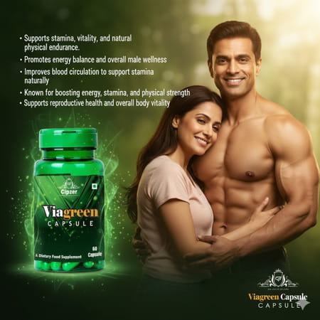 Cipzer Viagreen 60 Capsules | Supports Mens Vitality| Stamina & Overall Wellness