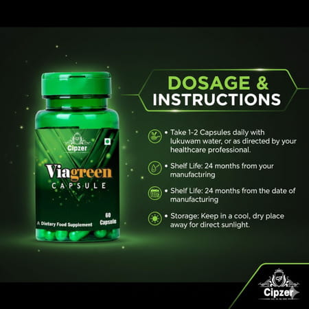 Cipzer Viagreen 60 Capsules | Supports Mens Vitality| Stamina & Overall Wellness