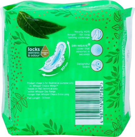 Whisper Ultra Clean Sanitary Pads With Herbal Oil | Pack Of 15 (Xl+)
