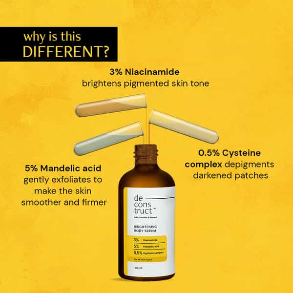 Deconstruct Brightening Body Serum- 3% Niacimide + 5% Mandelic Acid + 0.5% Cysteine Complex (100 Ml)