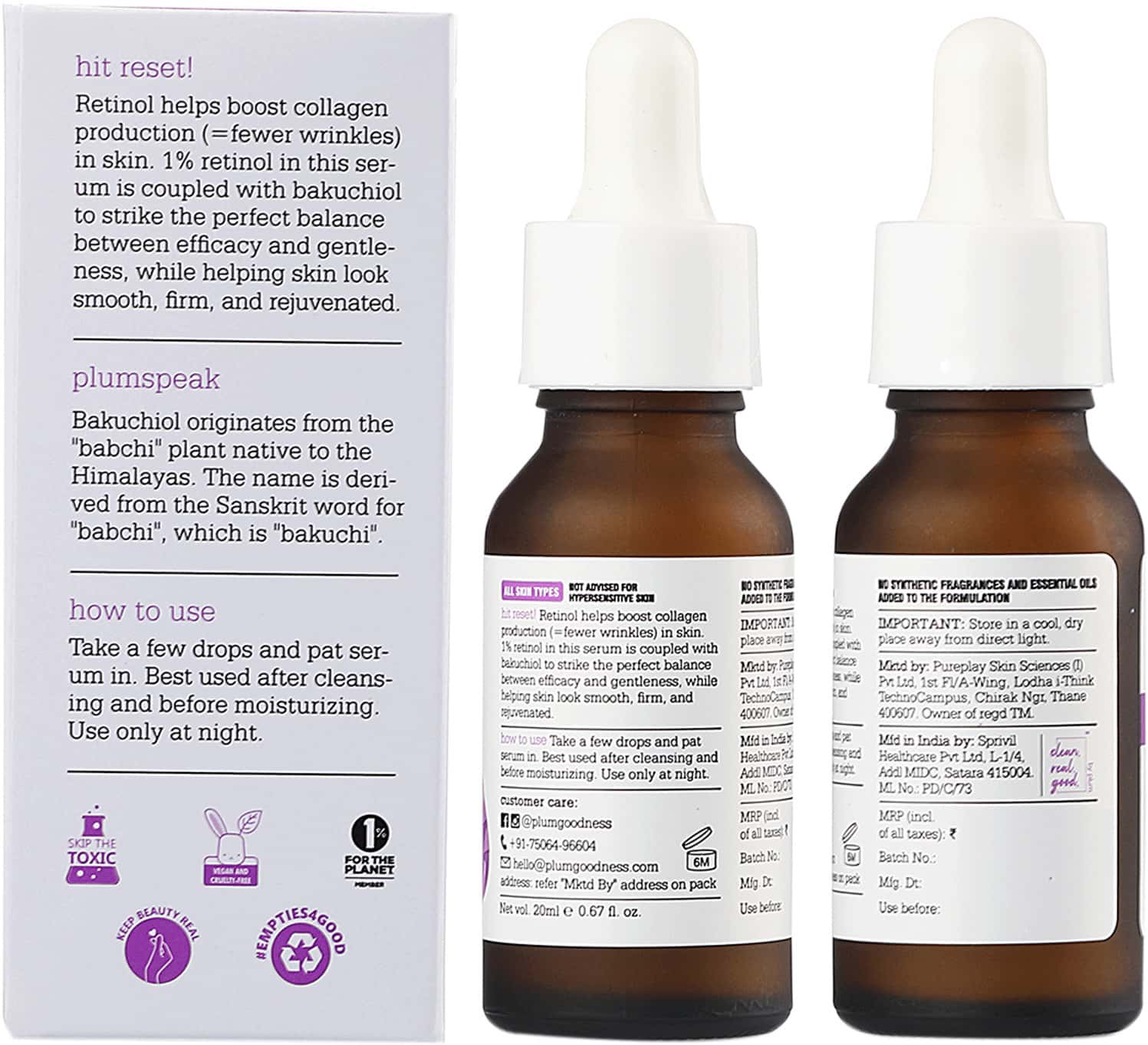 Buy PLUM 1 RETINOL FACE SERUM WITH BAKUCHIOL 20 ML Online & Get Upto 60 OFF at PharmEasy