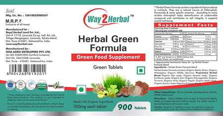 Way2herbal Herbal Green Formula - 900 Tablets Value Pack Of 2