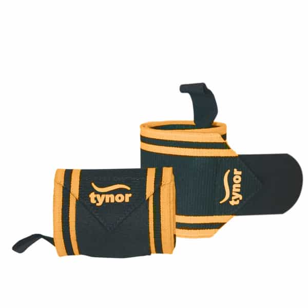 Tynor Wrist Wrap With Thumb Loop Black & Orange Universal Pack Of 2
