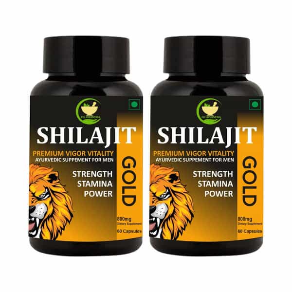 Fij Ayurveda Shilajit/Shilajeet Gold Capsule - 800Mg 60 Capsules (Pack Of 2)