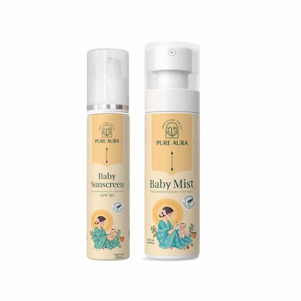 Pure Aura Babys Fresh Summer Duo | Ayurvedic Baby Sunscreen Spf 30 & Baby Body Mist