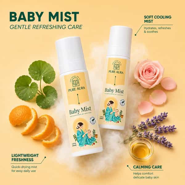 Pure Aura Babys Fresh Summer Duo | Ayurvedic Baby Sunscreen Spf 30 & Baby Body Mist