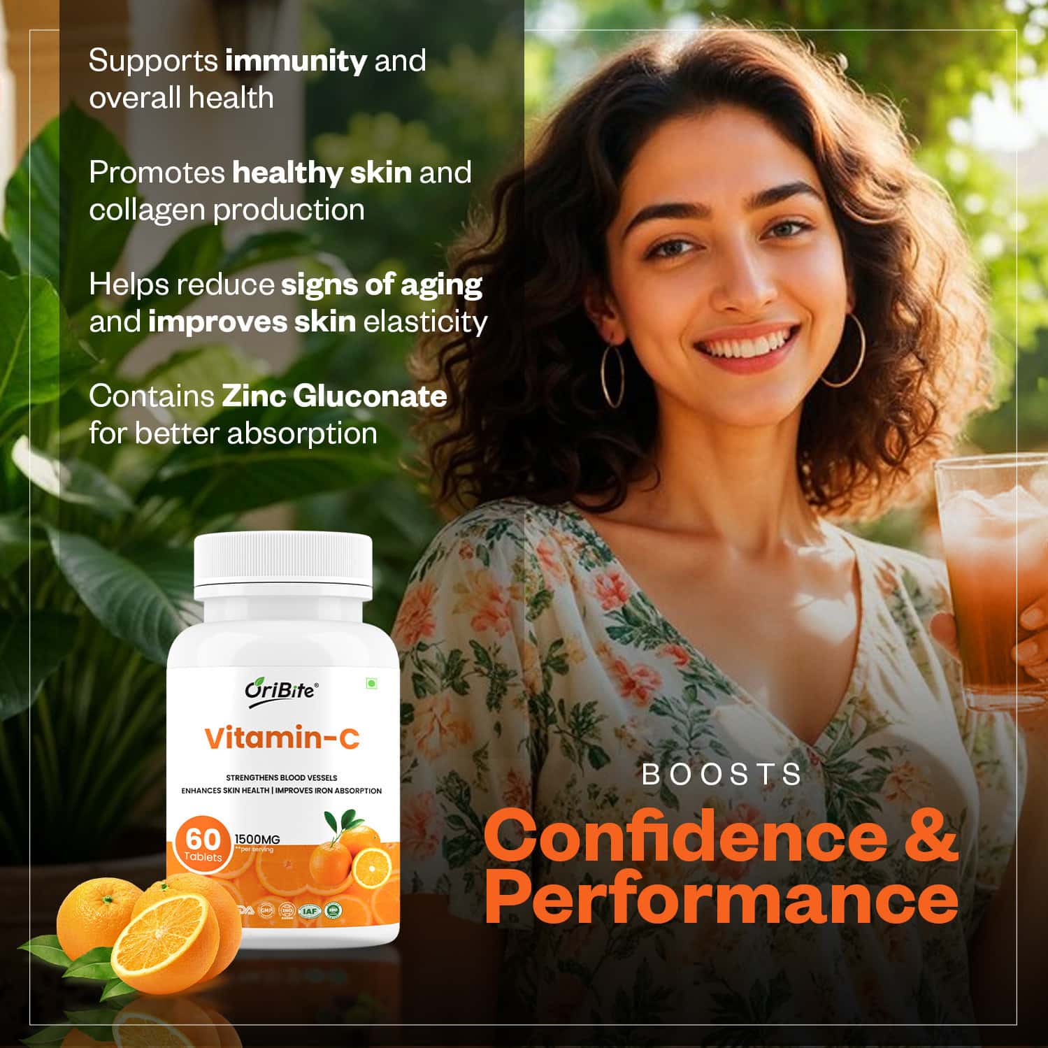 Oribite Vitamin C Capsules For Immunity & Skin Health 60 Capsules