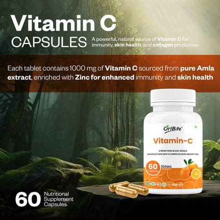 Oribite Vitamin C Capsules For Immunity & Skin Health 60 Capsules