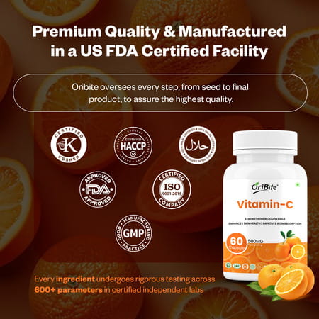 Oribite Vitamin C Capsules For Immunity & Skin Health 60 Capsules