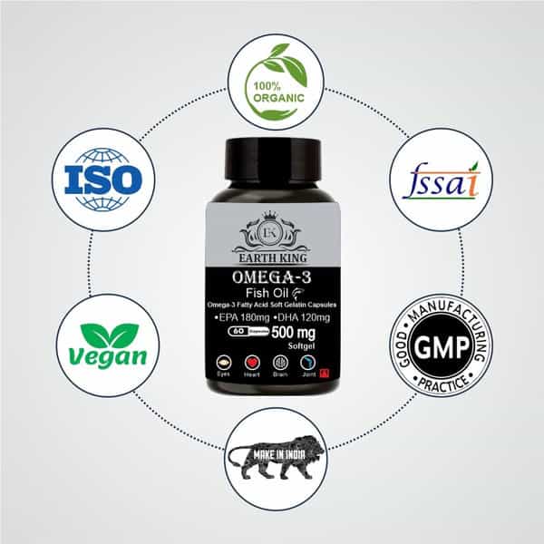 Earth King Omega 3 Fish Oil (180 Mg Epa & 120 Mg Dha) - 500Mg 60 Softget Capsules