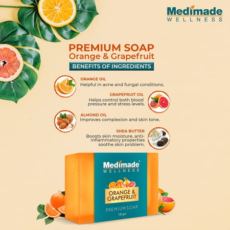 Medimade Orange & Grapefruit Premium Soap - 100 Gm