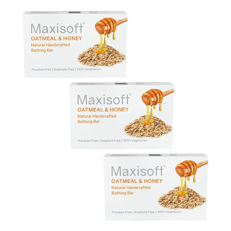 Maxisoft Natural Handcrafted Bathing Bar | Oat Meal & Honey | 75 Gm | Pack Of 6