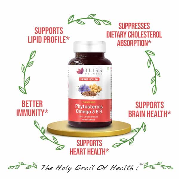 Bliss Welness Phytosterol Omega 369 For Cholesterol Supplement|For Men&Women- 60 Vegetarian Capsules