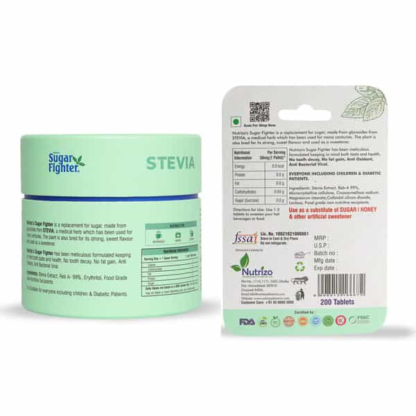 Sugar Fighter Stevia Powder Jar And Tablet - Combo - (100 Grm Powder + 200 Tablets)