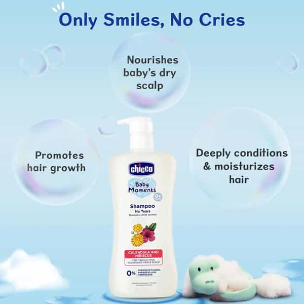 Chicco No-Tears Shampoo For Soft And Tangle-Free Baby Hair Soap Free 0M+ (500 Ml)