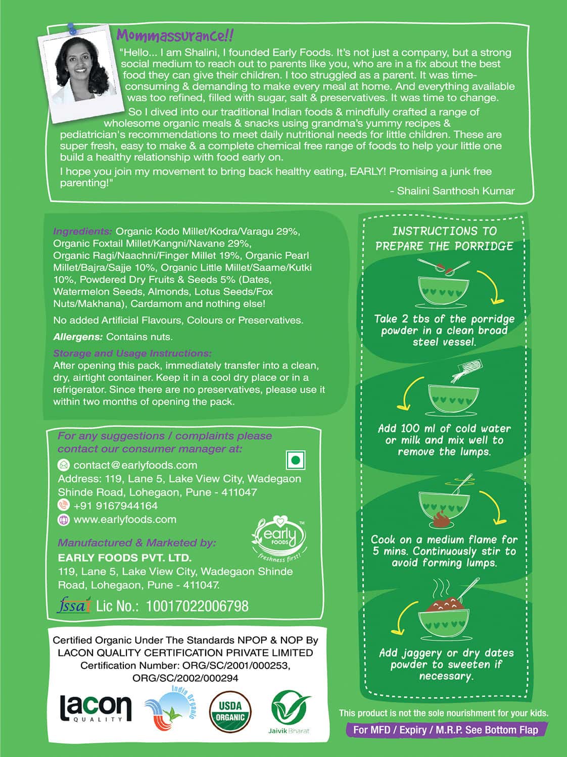 Buy EARLY FOODS COMBO OF 3 ORGANIC MILLET PORRIDGES BREAKFAST CEREAL