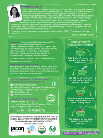 Early Foods Combo Of 3 Organic Millet Porridges - Breakfast Cereal Combo For Kids