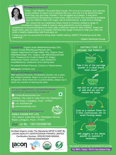 Early Foods Combo Of 3 Organic Millet Porridges - Breakfast Cereal Combo For Kids