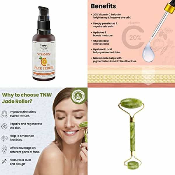 Tnw The Natural Wash Combo With Jade Roller & Vitamin C Face Serum | For Healthy & Glowing Skin