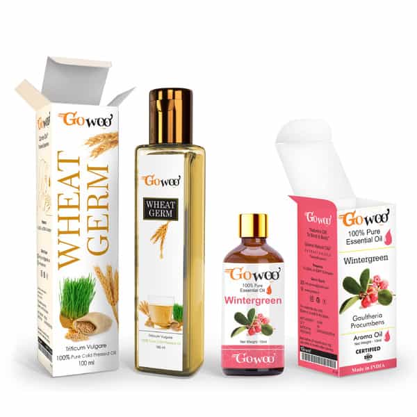 Pack Of 2 Wintergreen Essential Oil & Wheat Germ Carrier Oil - 100% Pure Natural & Undiluted