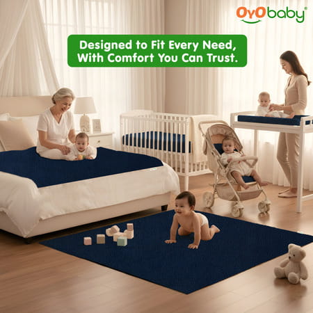 Oyo Baby Waterproof Rubber Sheet Double Bed Size (200cm X 260cm Dark Blue)