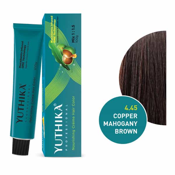 Yuthika Professional Creme Hair Color 4.45 Copper Mahogany Brown 100G | Permanent Colour | Unisex