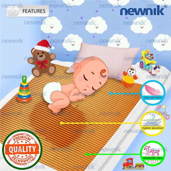 Newnik Cozymat Stripy Soft Waterproof Reusable Mat / Mattress Protector(Large(100Cm*140Cm) Coral) 1