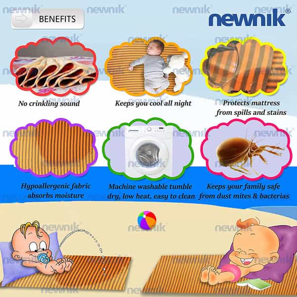 Newnik Cozymat Stripy Soft Waterproof Reusable Mat / Mattress Protector(Large(100Cm*140Cm) Coral) 1
