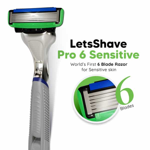 Letsshave Pro 6 Sensitive Face & Body Shaving Razor Value Set