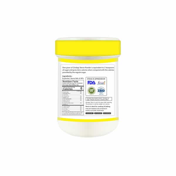 Zindagi Stevia Powder|Natural Spoonable White Powder Extract|Sugar-Free|Keto Diet | 400Gm