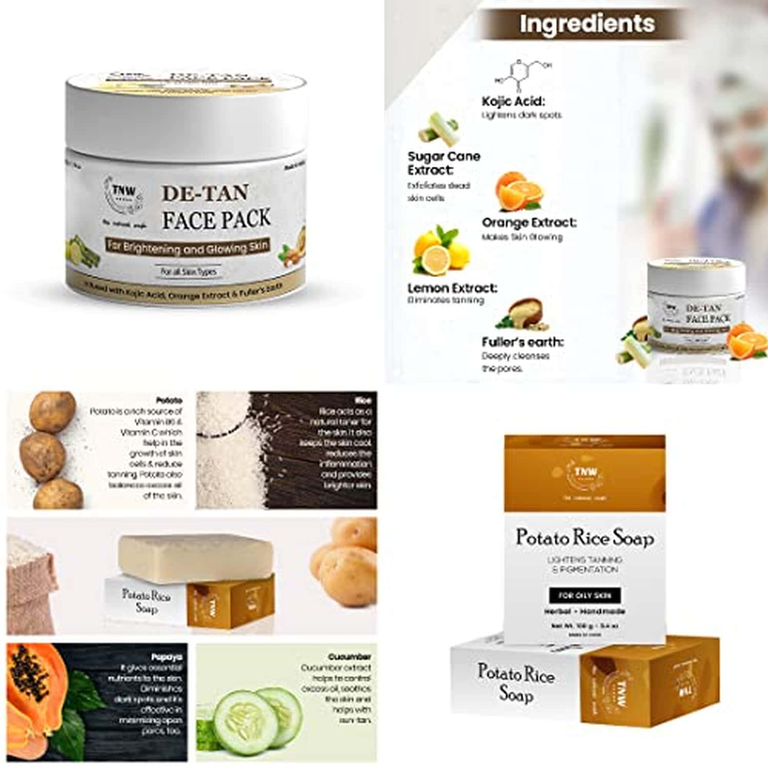 Buy TNW DETAN FACE PACK & POTATO RICE SOAP FOR OILY SKIN Online & Get