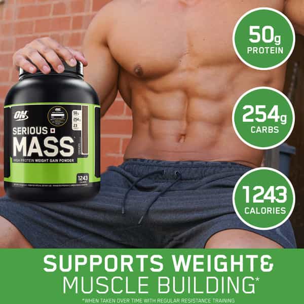 Optimum Nutrition (On) Serious Mass Weight Gain Powder - 3 Lbs 1.36 Kg (Chocolate)