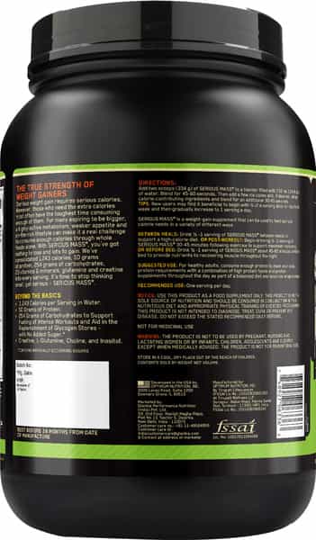Optimum Nutrition (On) Serious Mass Weight Gain Powder - 3 Lbs 1.36 Kg (Chocolate)