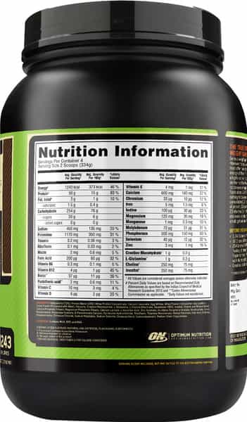 Optimum Nutrition (On) Serious Mass Weight Gain Powder - 3 Lbs 1.36 Kg (Chocolate)