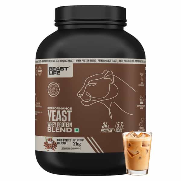 Beastlife Performance Yeast Protein Powder | 25G Protein | Cold Coffee Flavour | Easy Digest | 2Kg