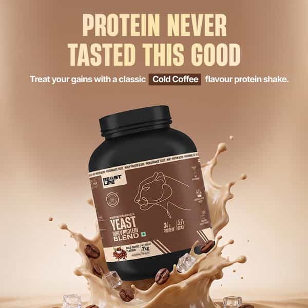Beastlife Performance Yeast Protein Powder | 25G Protein | Cold Coffee Flavour | Easy Digest | 2Kg