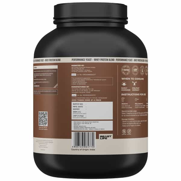 Beastlife Performance Yeast Protein Powder | 25G Protein | Cold Coffee Flavour | Easy Digest | 2Kg