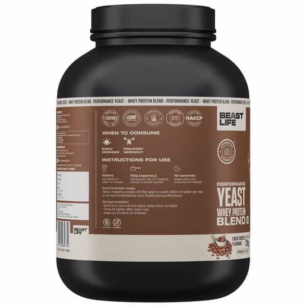 Beastlife Performance Yeast Protein Powder | 25G Protein | Cold Coffee Flavour | Easy Digest | 2Kg
